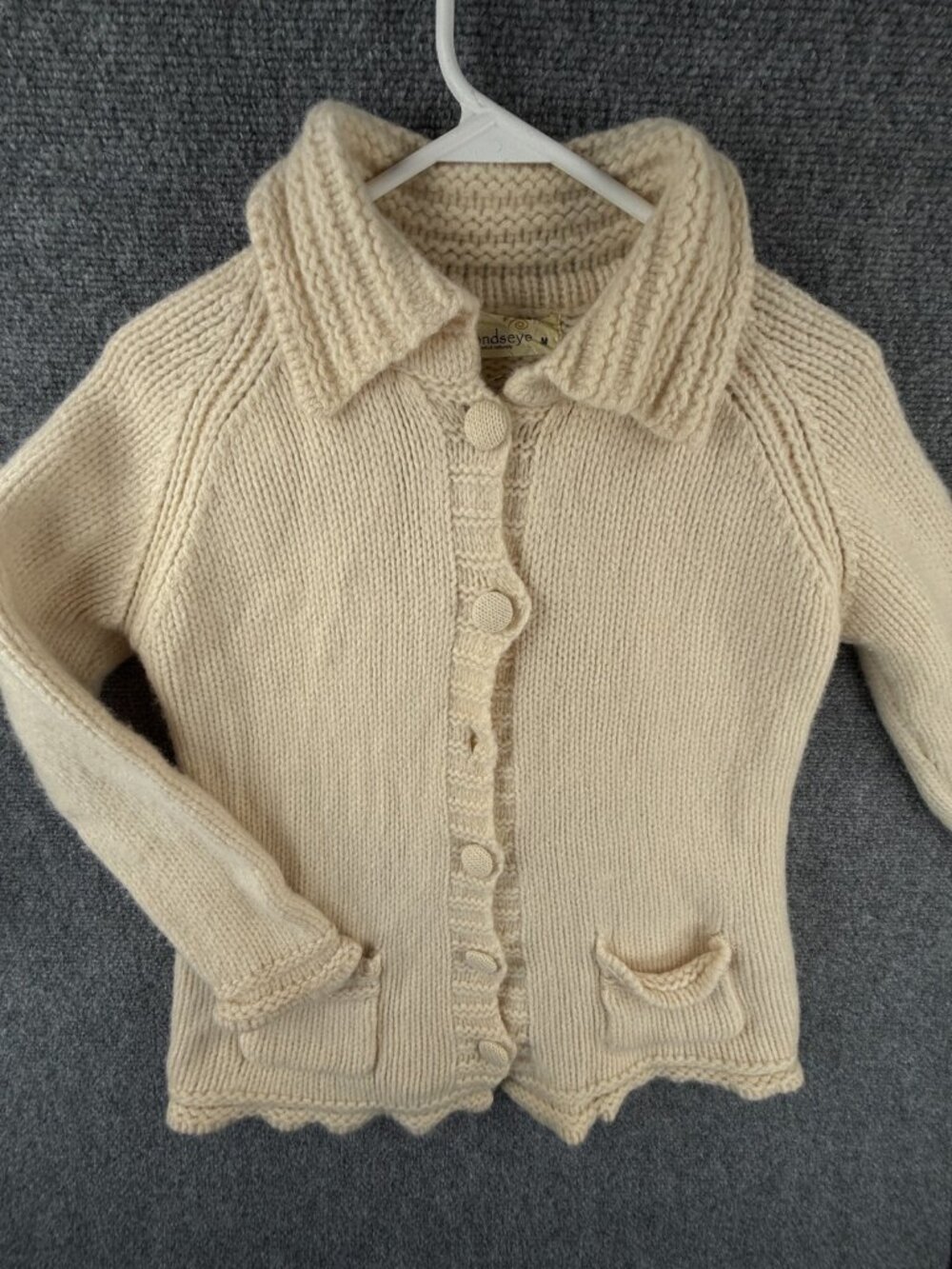 Irelands Eye Ivory Wool Cardigan Sweater Medium Women All Wool Vintage Knit